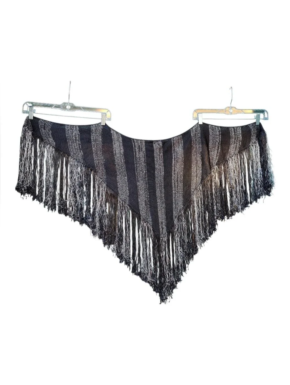 Lot of 5 Sheer Shimmer Triangle Fringe Shawls Boho Costume + Closet Storage Bag